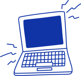 Eine Illustration mit einem Laptop ideal für Designhilfe und Markenauftritt